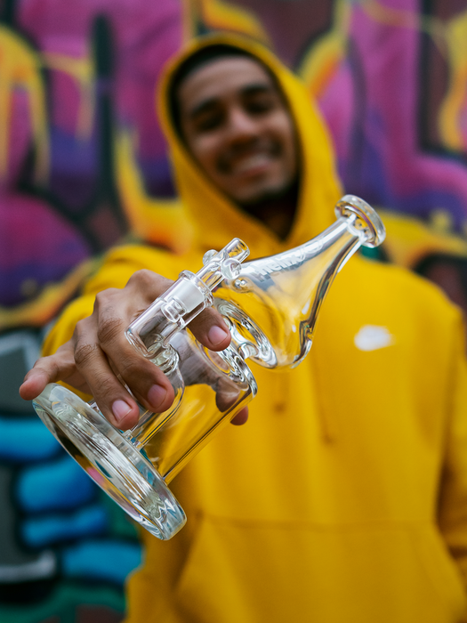 GRAV® Helix™ Clear Straight Base w/ Fixed Downstem Water Pipe