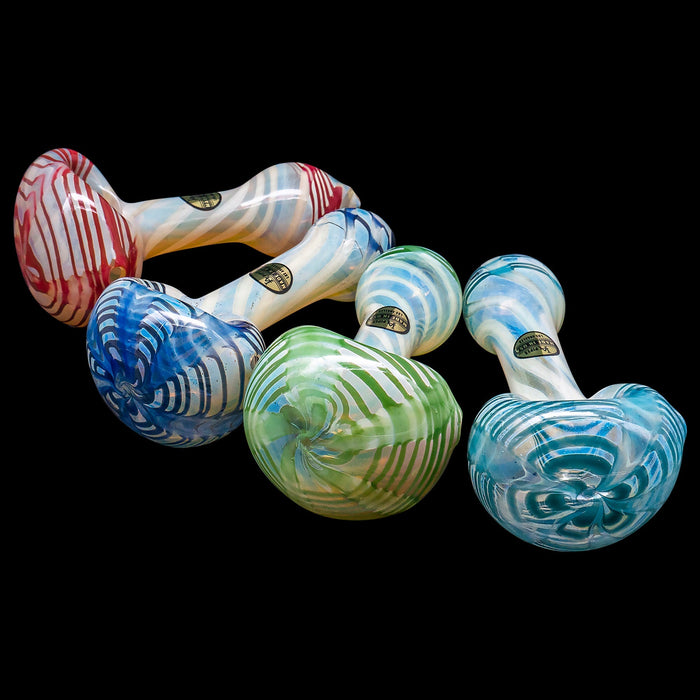 "Twisty Cane" Spoon Glass Pipe (Various Colors)