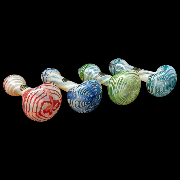 "Twisty Cane" Spoon Glass Pipe (Various Colors)