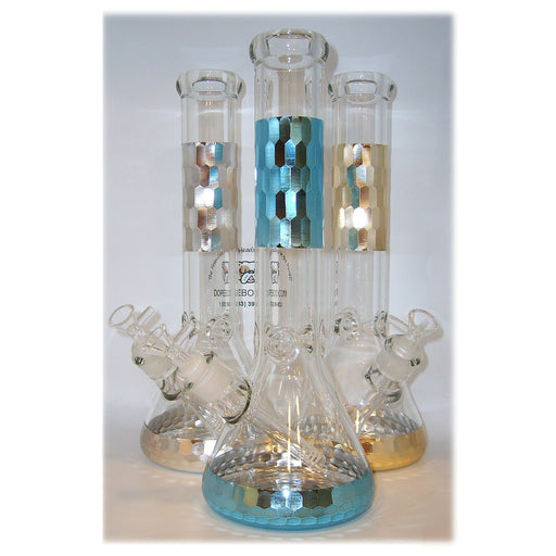 14 Inch Diamond Cut Designer Beaker Bong - Thick Glass 7mm - Olde Smoke Shop