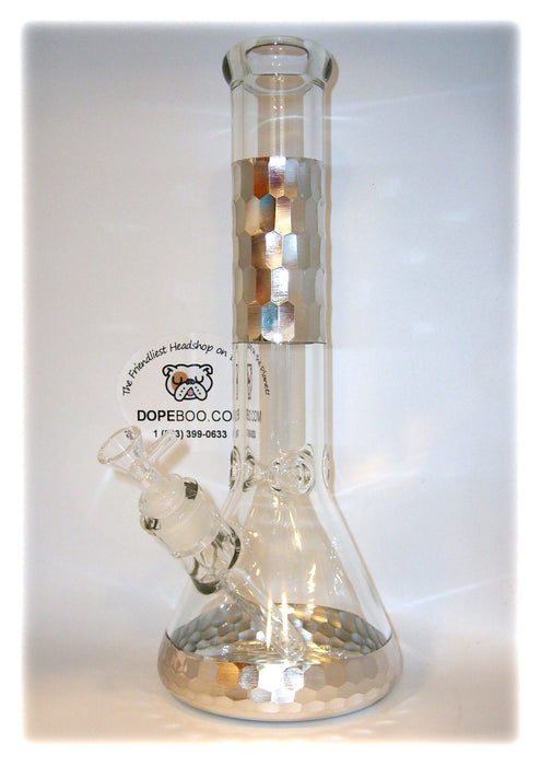 14 Inch Diamond Cut Designer Beaker Bong - Thick Glass 7mm