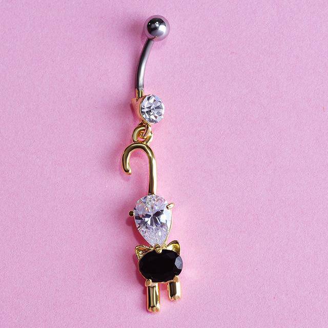 “Rhinestone Cat” - Navel Ring - Patientopia, The Community Smoke Shop