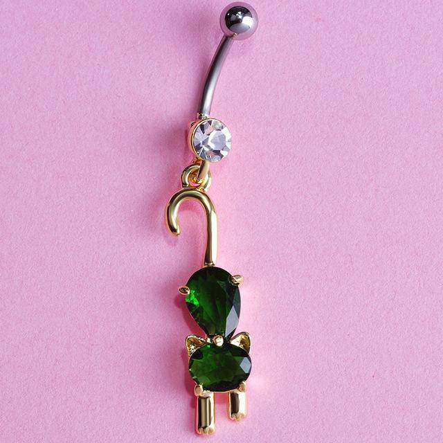 “Rhinestone Cat” - Navel Ring - Patientopia, The Community Smoke Shop