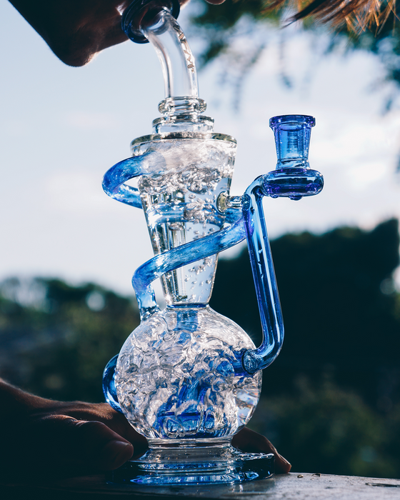 10.5" AFM Glass Swirly Wiry Glass Recycler Dab Rig