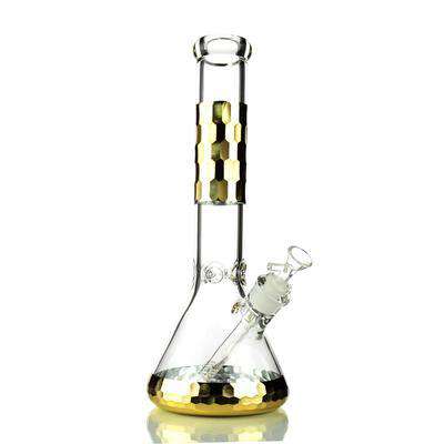 14 Inch Diamond Cut Designer Beaker Bong - Thick Glass 7mm