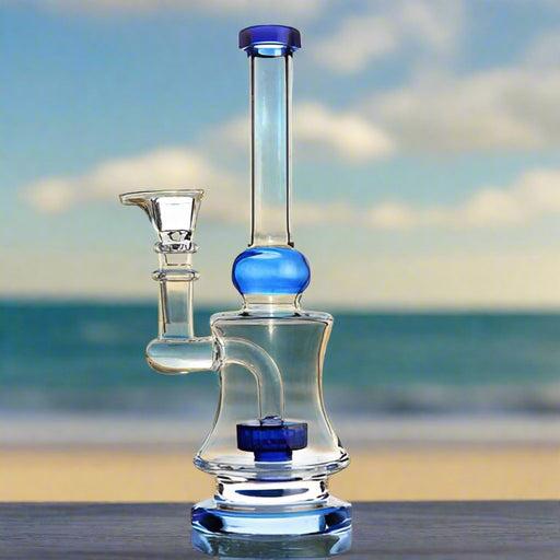 9" Water Pipe Dumroo Styled Flat Based Bong w/ Perc - Olde Smoke Shop