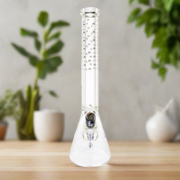 18" X 9mm Bats All Over Wig Wag Downstem Beaker Bong