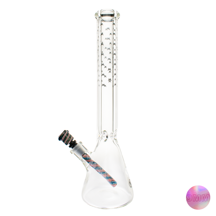 18" X 9mm Bats All Over Wig Wag Downstem Beaker Bong