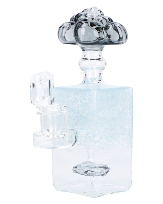 "Clear Snow Globe" with Quartz Light Blue Rectangle 7-inch Dab Rig