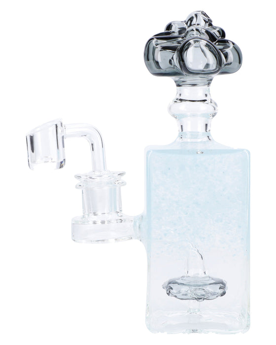 "Clear Snow Globe" with Quartz Light Blue Rectangle 7-inch Dab Rig