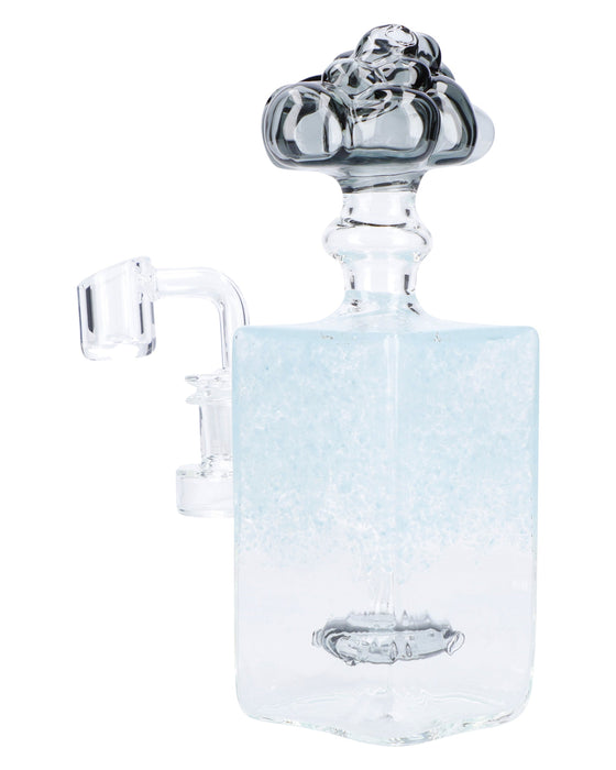 "Clear Snow Globe" with Quartz Light Blue Rectangle 7-inch Dab Rig