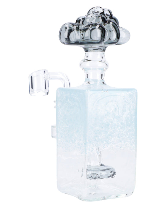 "Clear Snow Globe" with Quartz Light Blue Rectangle 7-inch Dab Rig