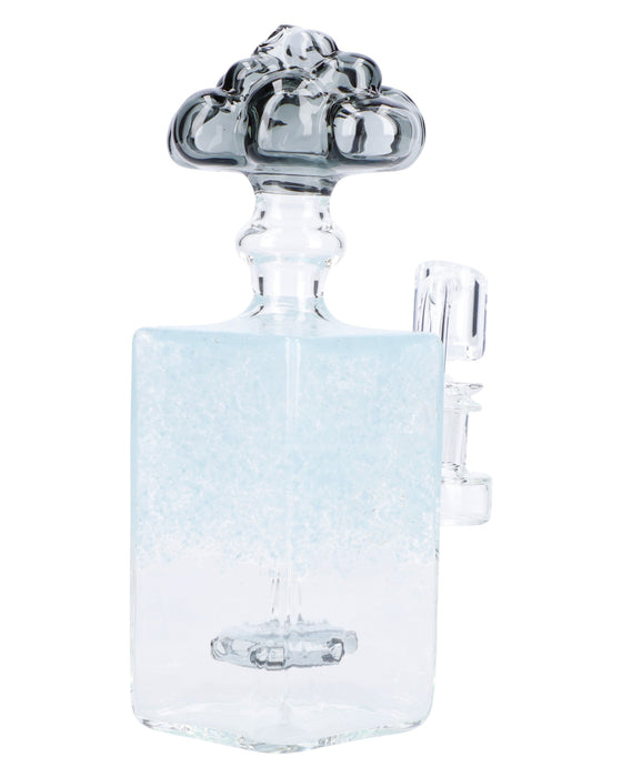 "Clear Snow Globe" with Quartz Light Blue Rectangle 7-inch Dab Rig