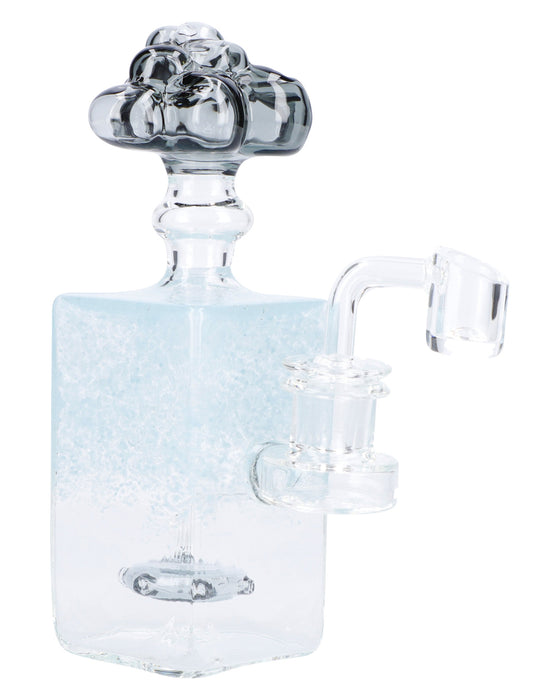 "Clear Snow Globe" with Quartz Light Blue Rectangle 7-inch Dab Rig