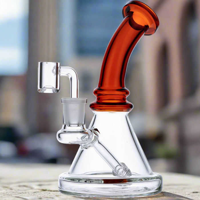 7" Mini Bent Neck Waterpipe - Amber