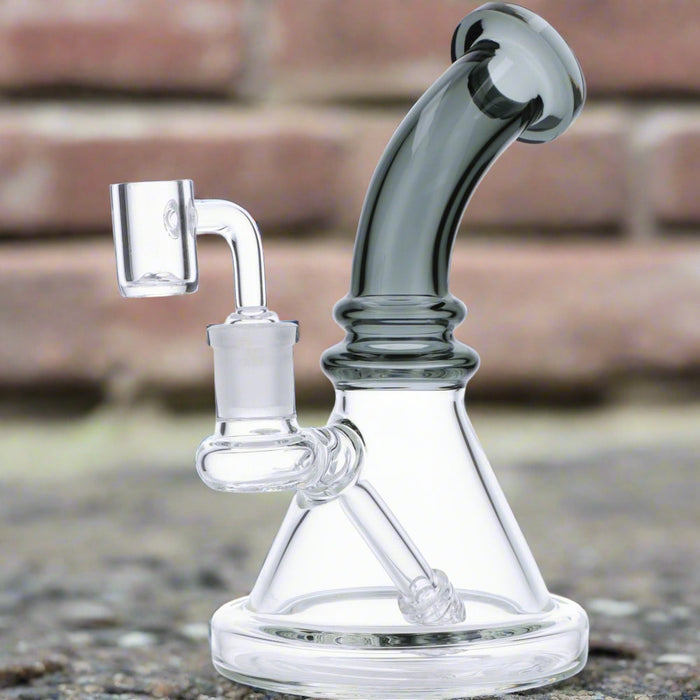 7" Mini Bent Neck Waterpipe - Transparent Black