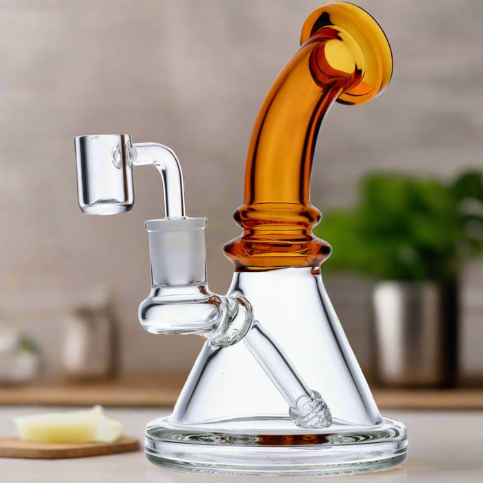 7" Mini Bent Neck Waterpipe - Yellow