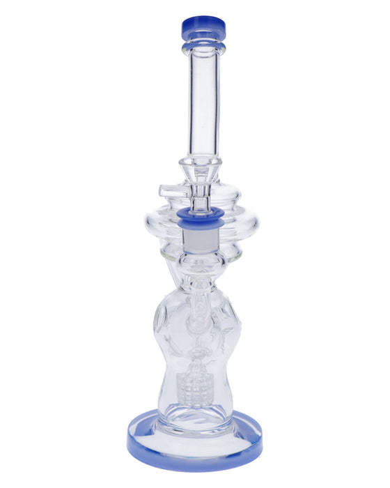 Bent Neck Bong w/Bowl - Milky Blue