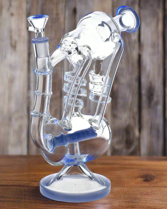 "Milky Blue" - Bent Neck Bong w/Bowl