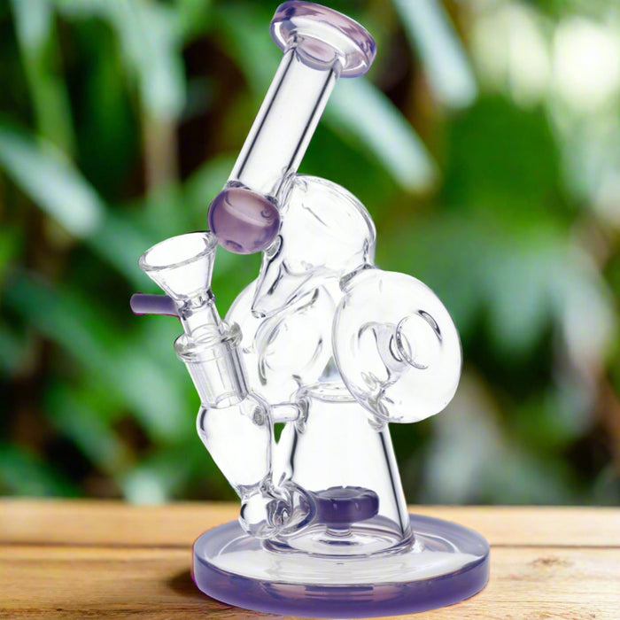 7" Hourglass Base Water Pipe - Milky Purple