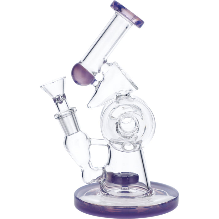 7" Hourglass Base Water Pipe - Milky Purple