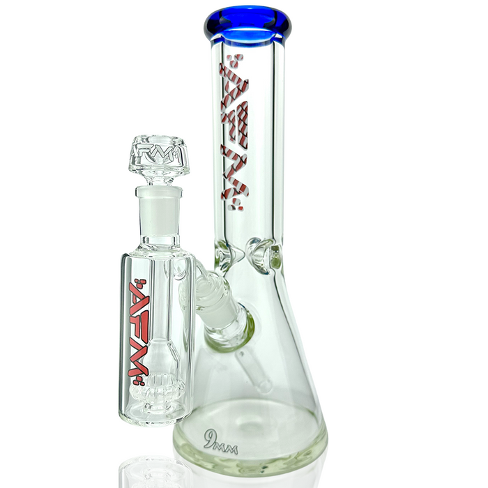 12" AFM Glass Candy Cane 9mm Glass Beaker Bong Set