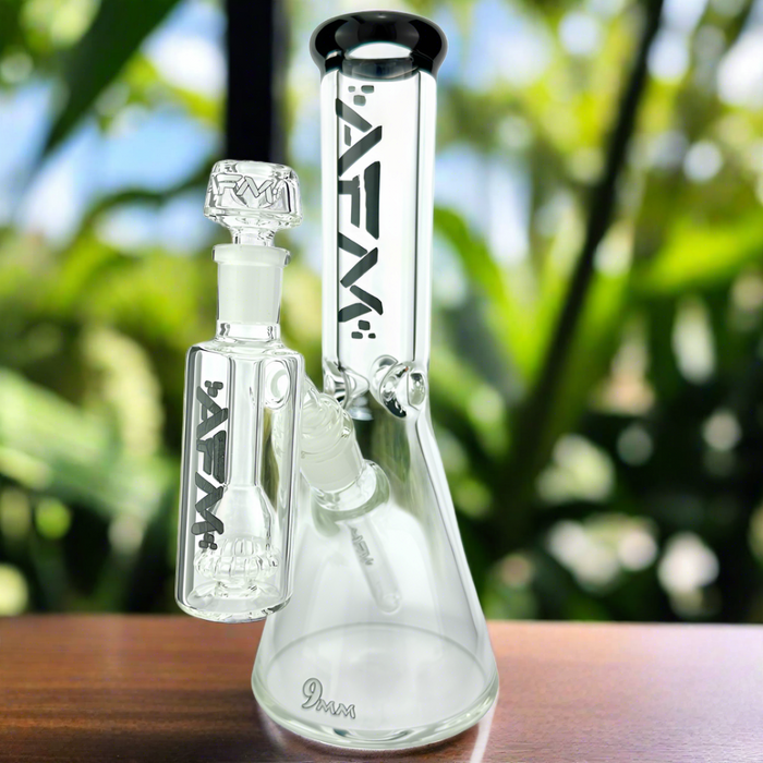 12" AFM Glass Candy Cane 9mm Glass Beaker Bong Set