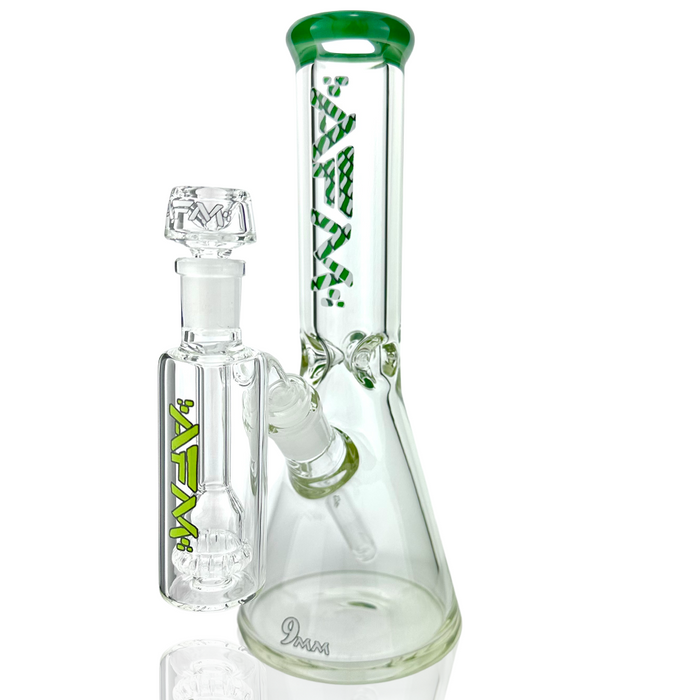 12" AFM Glass Candy Cane 9mm Glass Beaker Bong Set