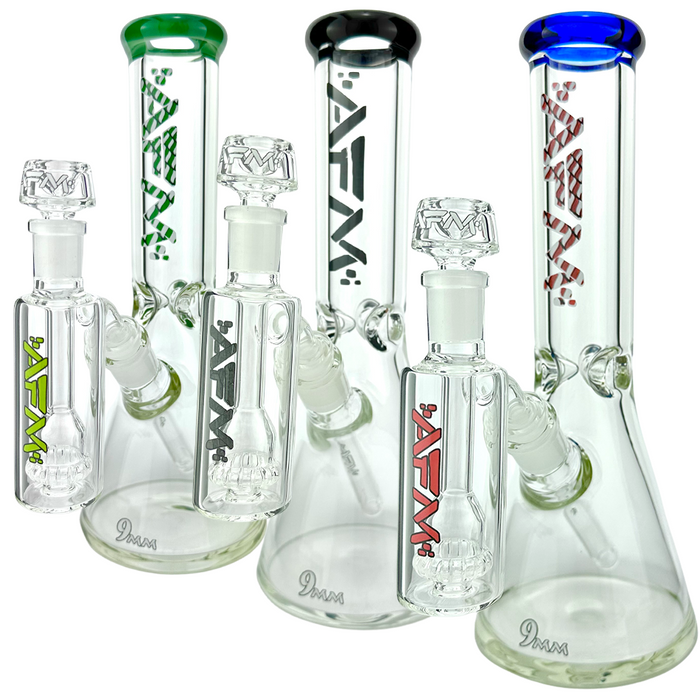 12" AFM Glass Candy Cane 9mm Glass Beaker Bong Set