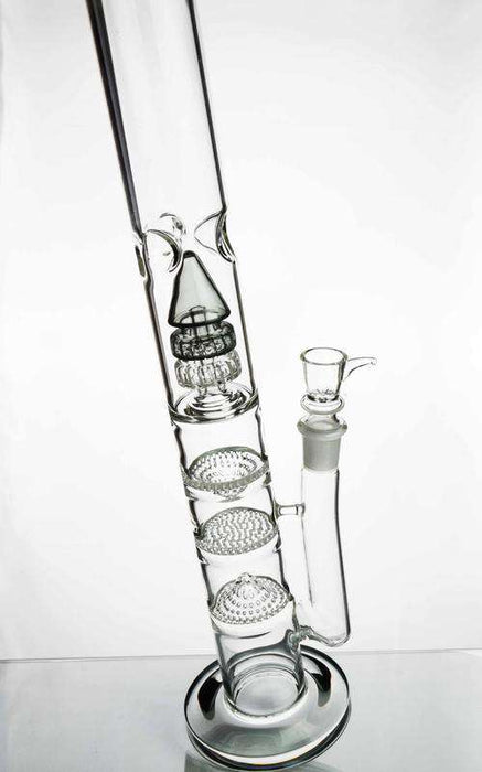 18 Inch Tall Bong w/ Double Matrix Perc PLUS Three Honeycomb Percs