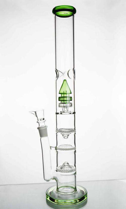 18 Inch Tall Bong w/ Double Matrix Perc PLUS Three Honeycomb Percs