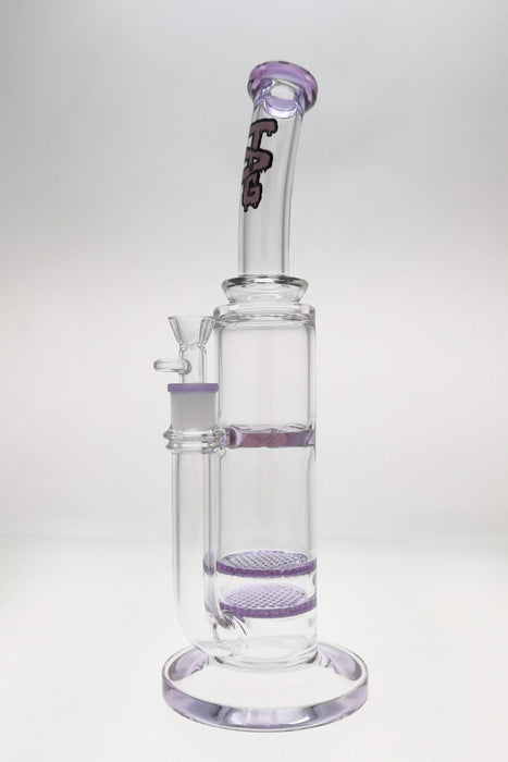 TAG - 16" Bent Neck Double Honeycomb w/ Spinning Splash Guard (18MM Female) - Olde Smoke Shop