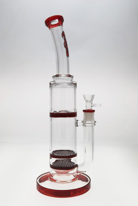 TAG - 16" Bent Neck Double Honeycomb w/ Spinning Splash Guard (18MM Female) - Olde Smoke Shop