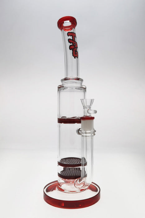 TAG - 16" Bent Neck Double Honeycomb w/ Spinning Splash Guard (18MM Female) - Olde Smoke Shop