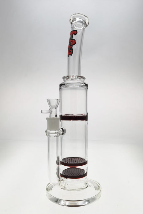 TAG - 16" Bent Neck Double Honeycomb w/ Spinning Splash Guard (18MM Female) - Olde Smoke Shop