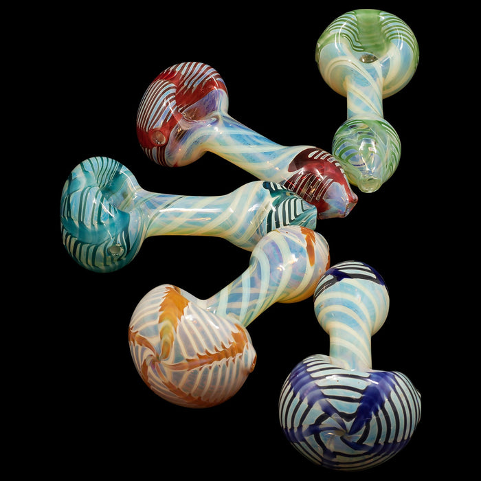 "Twisty Cane" Spoon Glass Pipe (Various Colors)