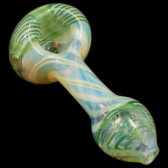 "Twisty Cane" Spoon Glass Pipe (Various Colors)