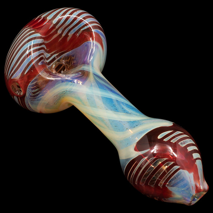 "Twisty Cane" Spoon Glass Pipe (Various Colors)