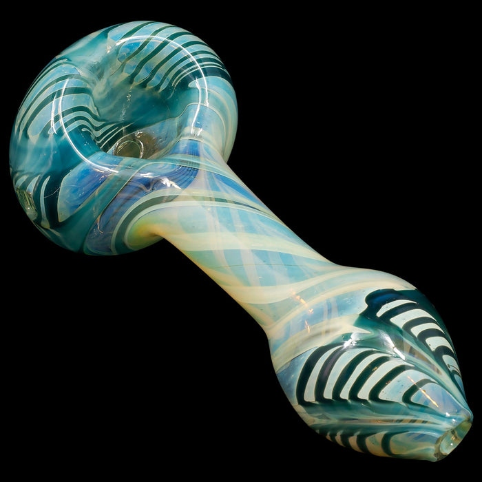 "Twisty Cane" Spoon Glass Pipe (Various Colors)