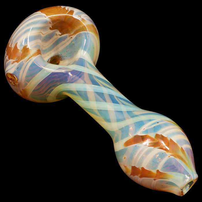 "Twisty Cane" Spoon Glass Pipe (Various Colors)