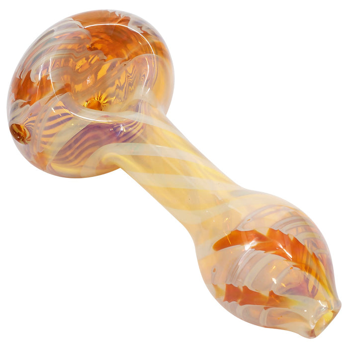 "Twisty Cane" Spoon Glass Pipe (Various Colors)