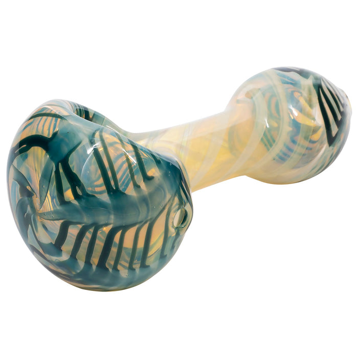 "Twisty Cane" Spoon Glass Pipe (Various Colors)