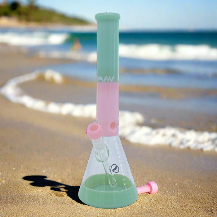 15" x 5mm 44mm Seafoam & Pink Weekend Beaker Bong