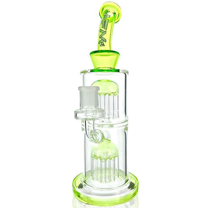 11" AFM Glass Double "Jellyfish" Tower Tree Colored Dab Rig