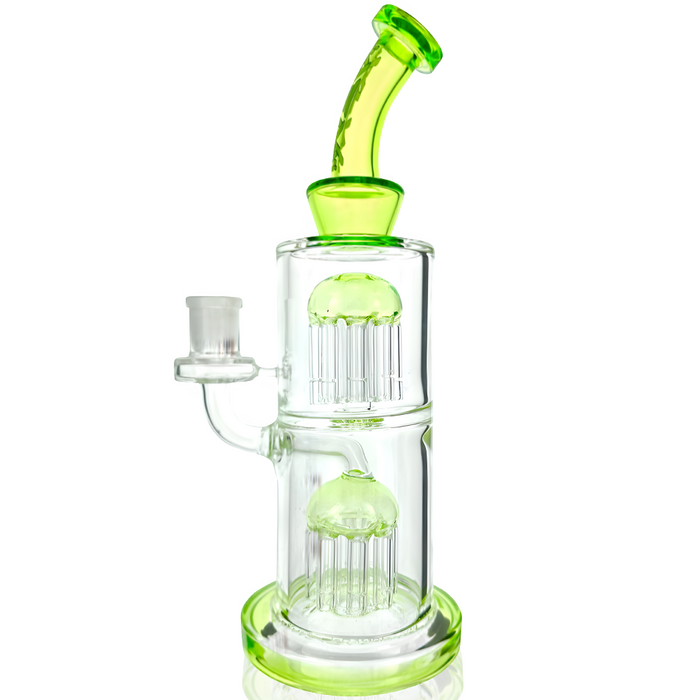 11" AFM Glass Double "Jellyfish" Tower Tree Colored Dab Rig