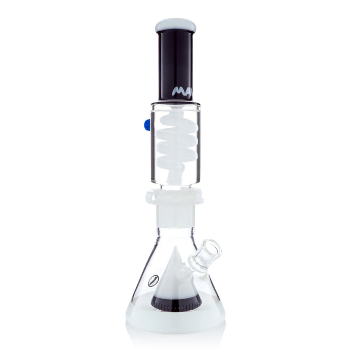 MAV Black and White Slitted Pyramid Beaker Bong w/Freezable Coil System