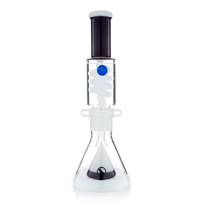 MAV Black and White Slitted Pyramid Beaker Bong w/Freezable Coil System