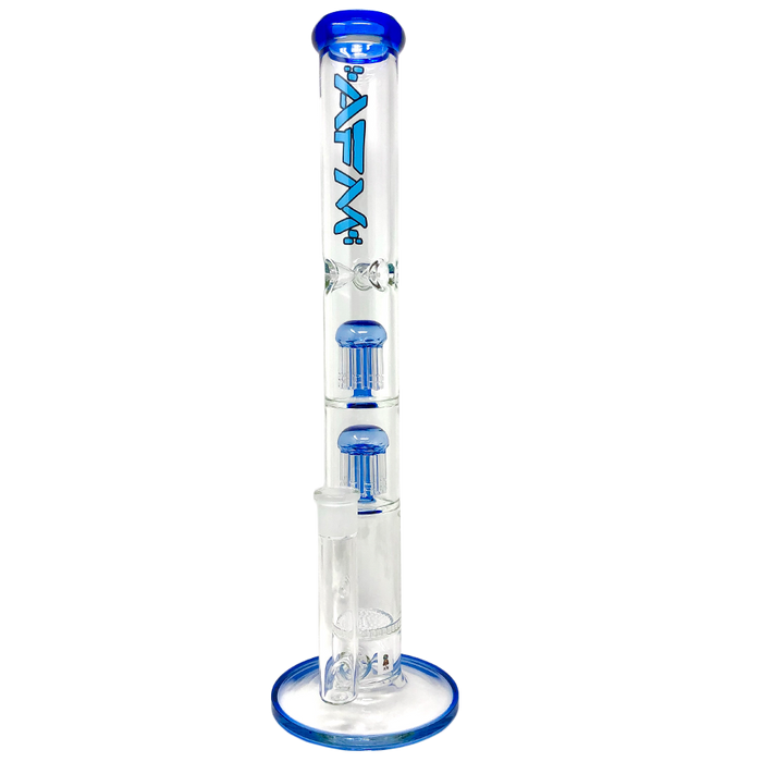 18" AFM Ripper Double Arm Perc Glass Straight Tube Bong