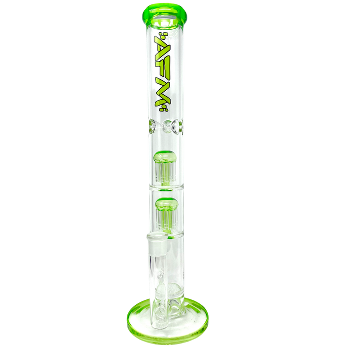 18" AFM Ripper Double Arm Perc Glass Straight Tube Bong