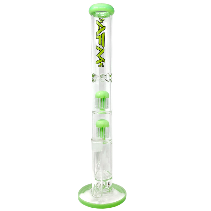 18" AFM Ripper Double Arm Perc Glass Straight Tube Bong